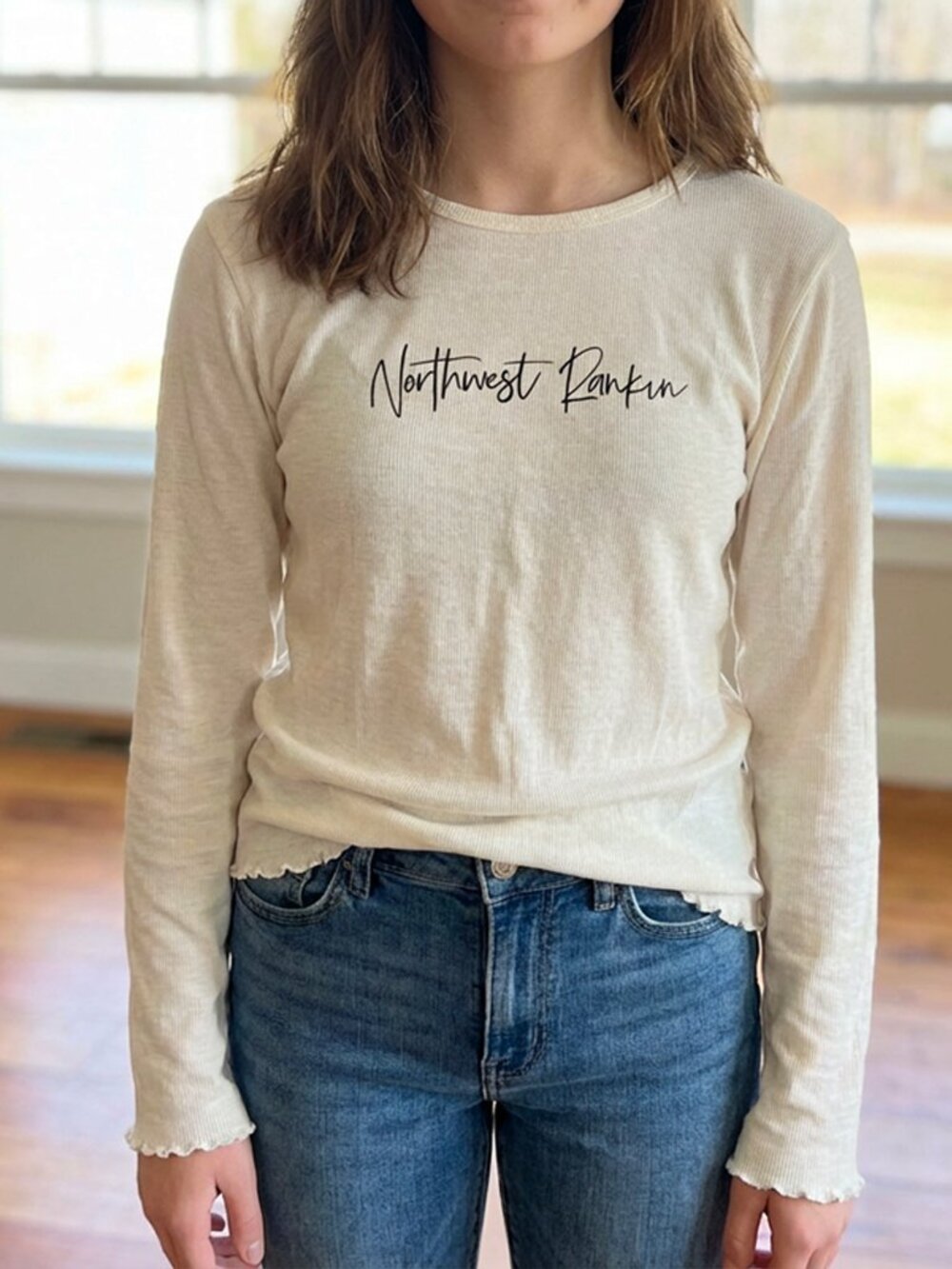 Northwest Rankin Ruffled Long Sleeve tee Cream XL